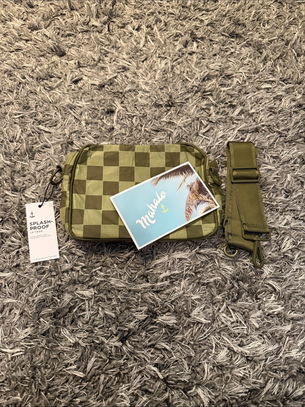 ALOHA Collection Olive Checkered Messenger Crossbody Bag